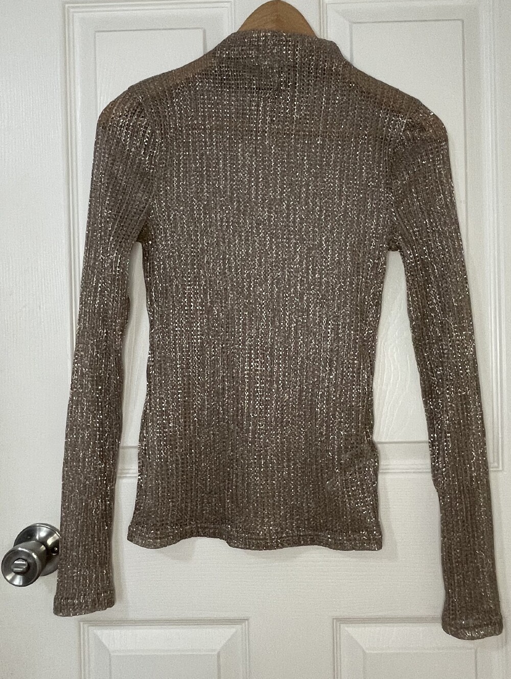J. Crew NWT Metallic Taupe Ribbed Turtleneck Sweater Size S